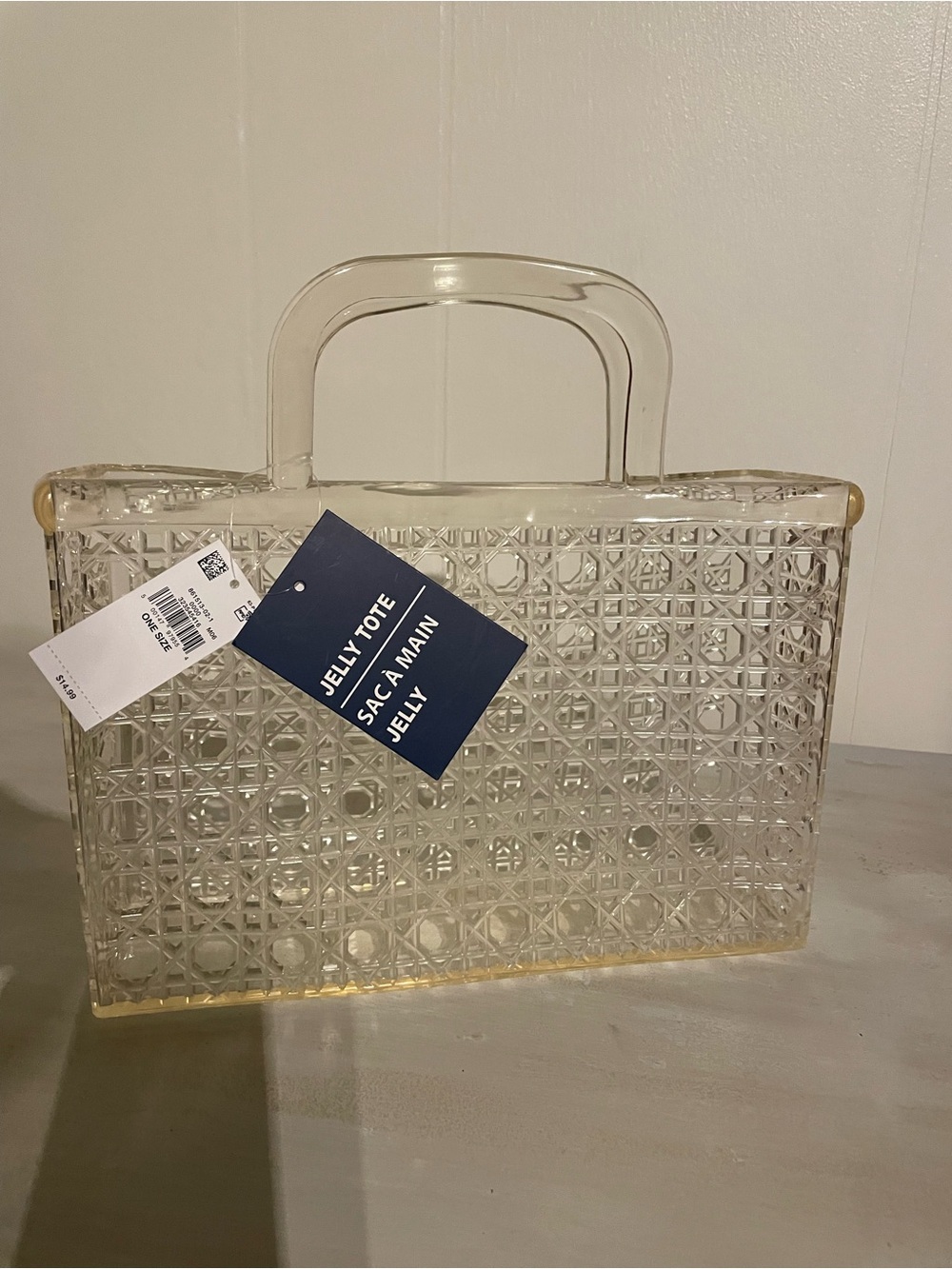 Old Navy, Clear Jelly Tote with Woven Lattice Detail, NWT